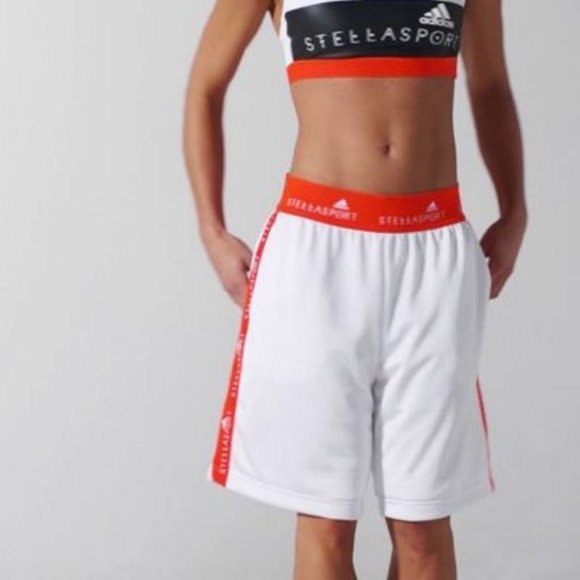 ADIDAS  STELLASPORT AZ7783 White Orange MESH Training SHORTS ( S ) - Picture 1 of 5